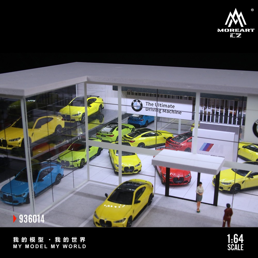 1/64 Diorama Diecast Car Garage Model LED Repair Workshop Building Scene Toys US