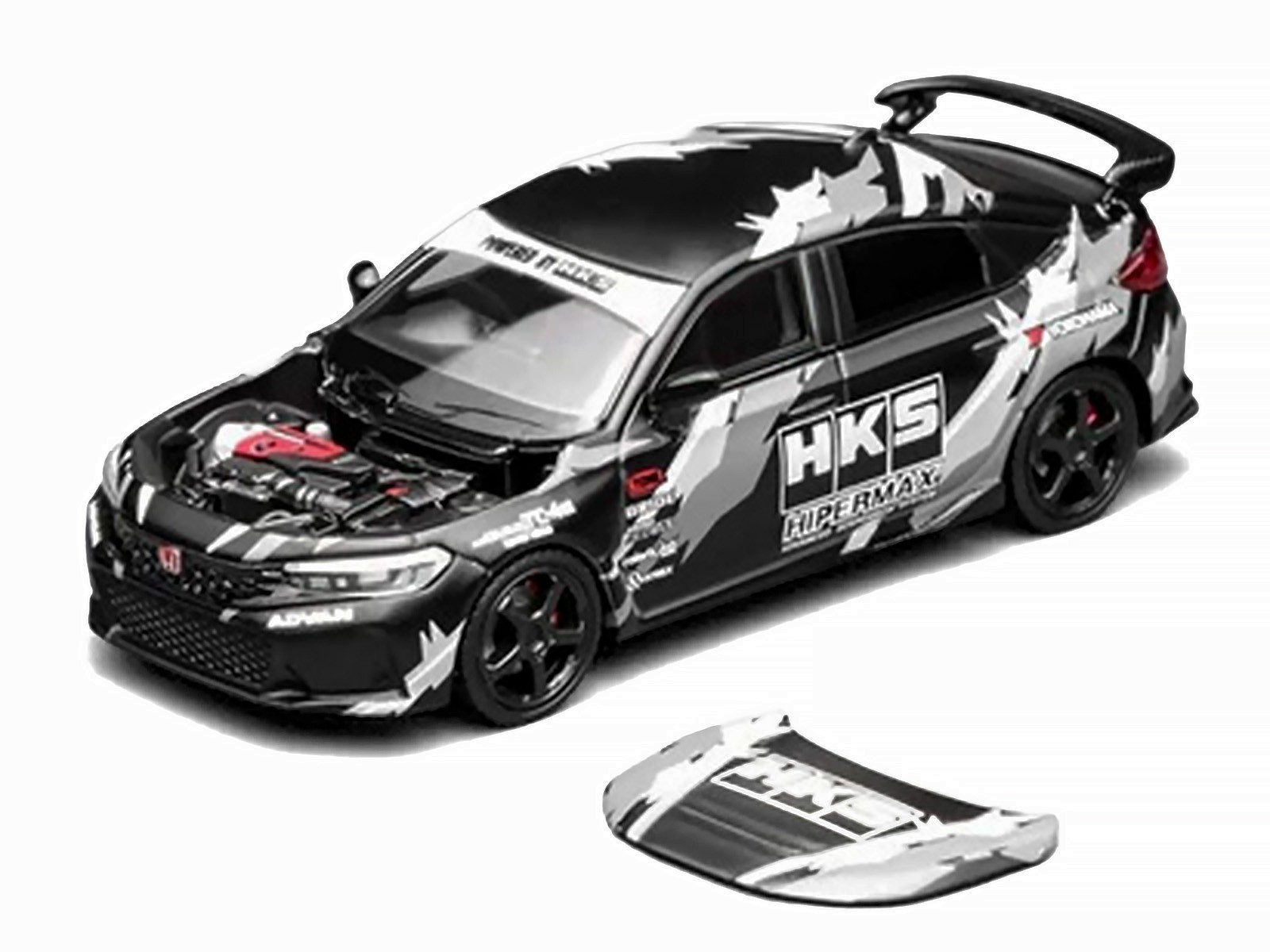 HONDA CIVIC TYPE R (FL5) RHD “HKS” MATT BLACK 1/64 DIECAST BY MOTORHELIX M65320