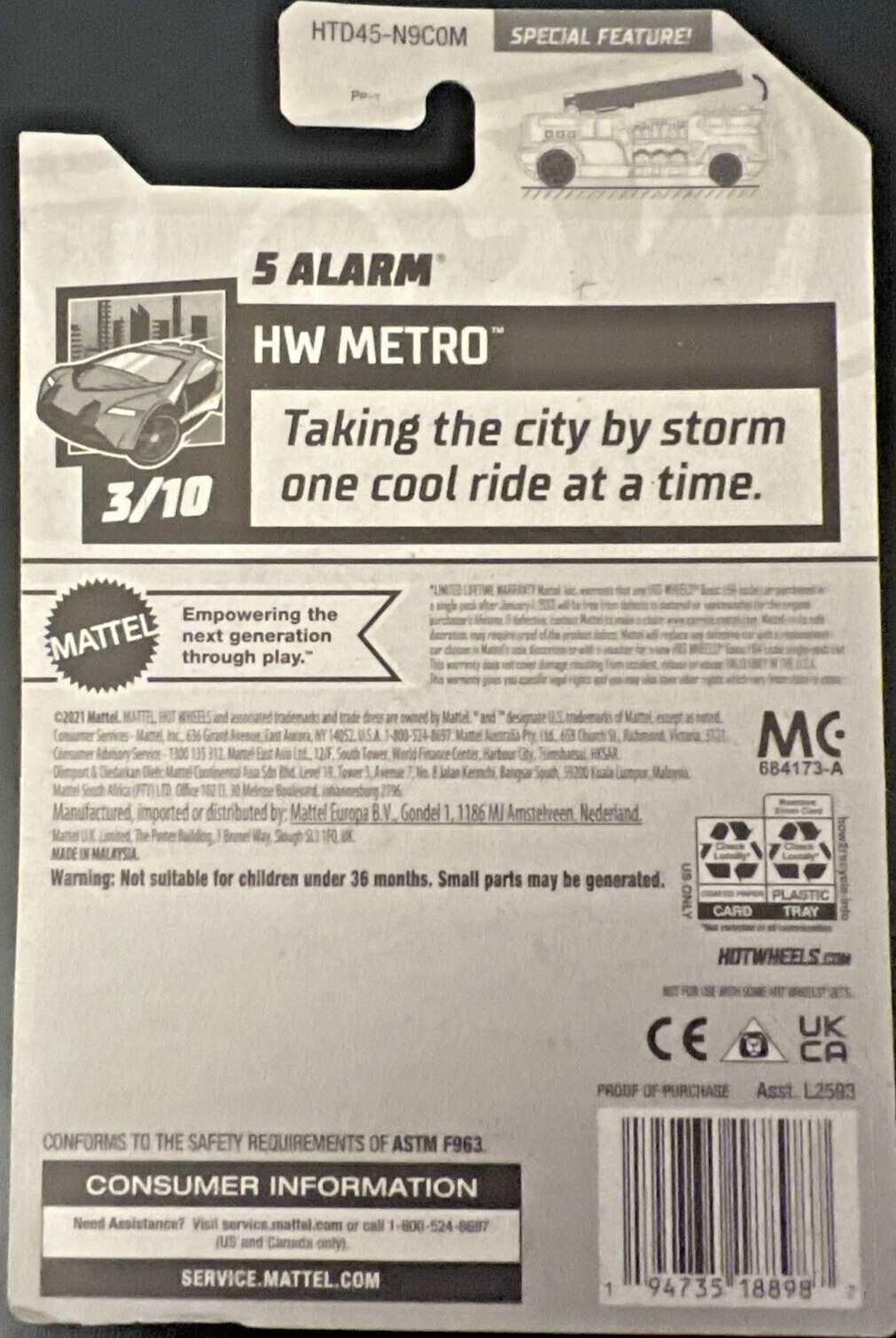 Mattel Hot Wheels *M Case* 125/250 5 Alarm (R) ~ 2024 HW Metro 3/10