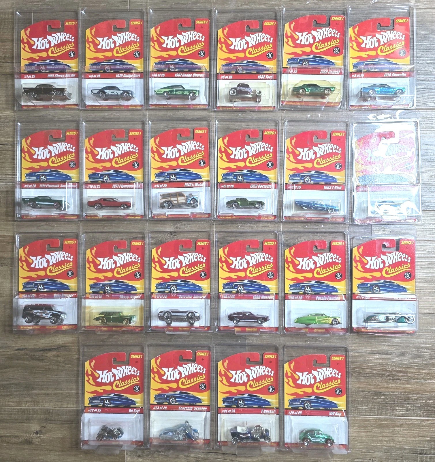 Hot Wheels Classics Series 1 Set of 22 Spectraflame Paint Redlines 1/64 Diecast