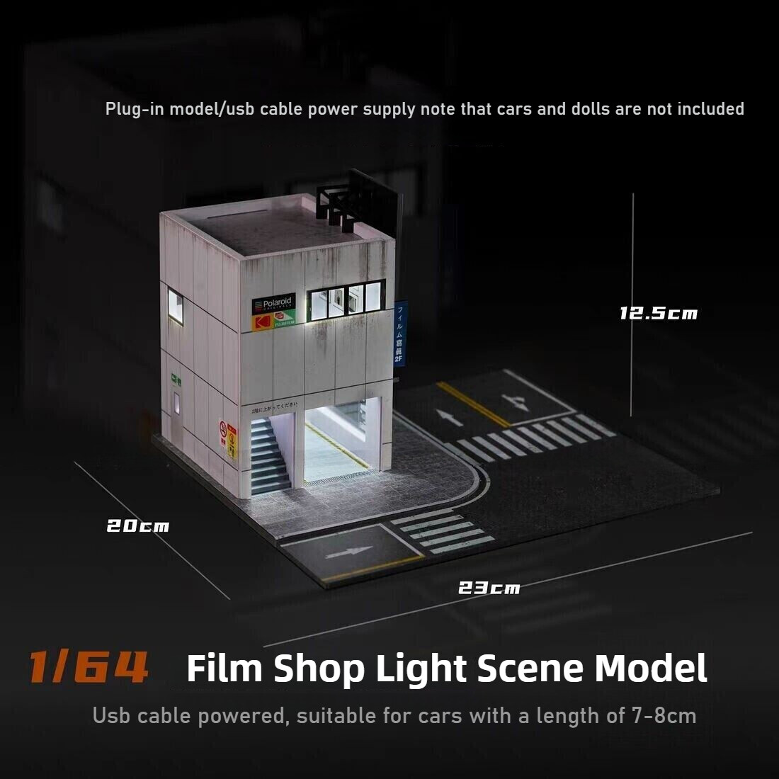 1:64 Diorama Parking Lot Scene Model LED Car Garage Shop Model Collection Toys
