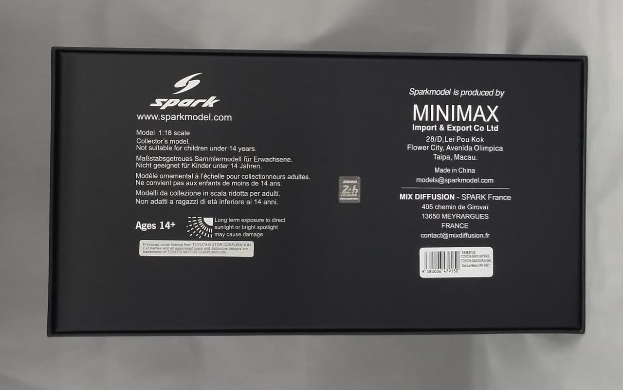 SPARK 1 18 TOYOTA GAZOO RACING TOYOTA GR010 HYBRID