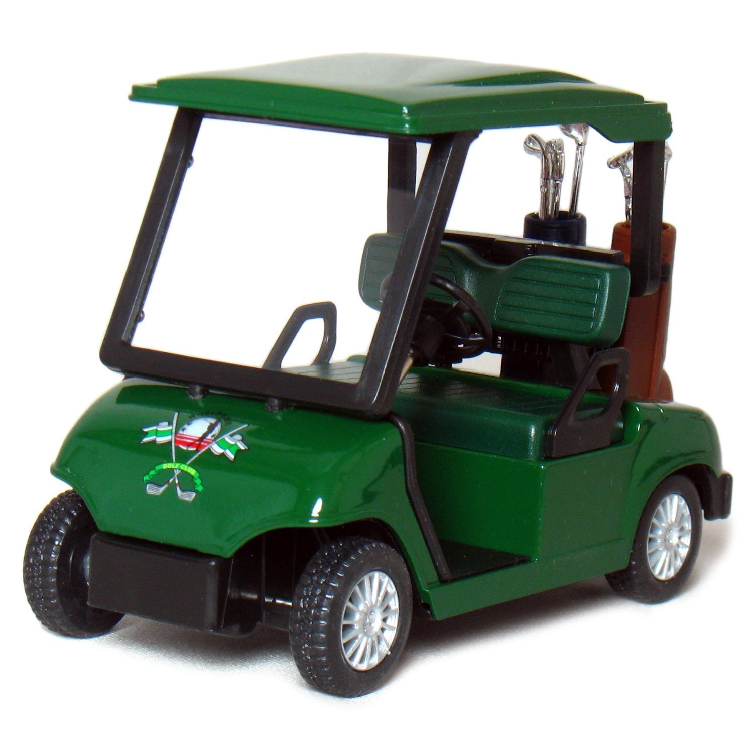New 4.5″ Kinsfun Golf Cart w/ Clubs Diecast Metal Model Caddy Toy Car Green
