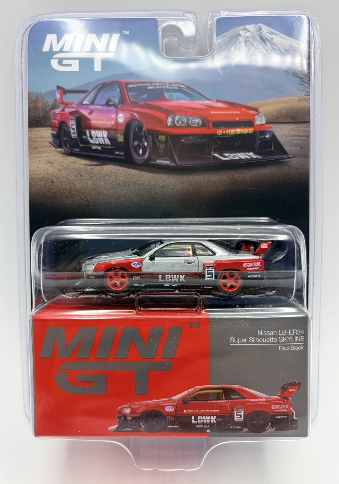 NISSAN LB-ER34 SUPER SILOUETTE #843 TSM MODEL MINI GT 1/64 SCALE MIJO CHASE