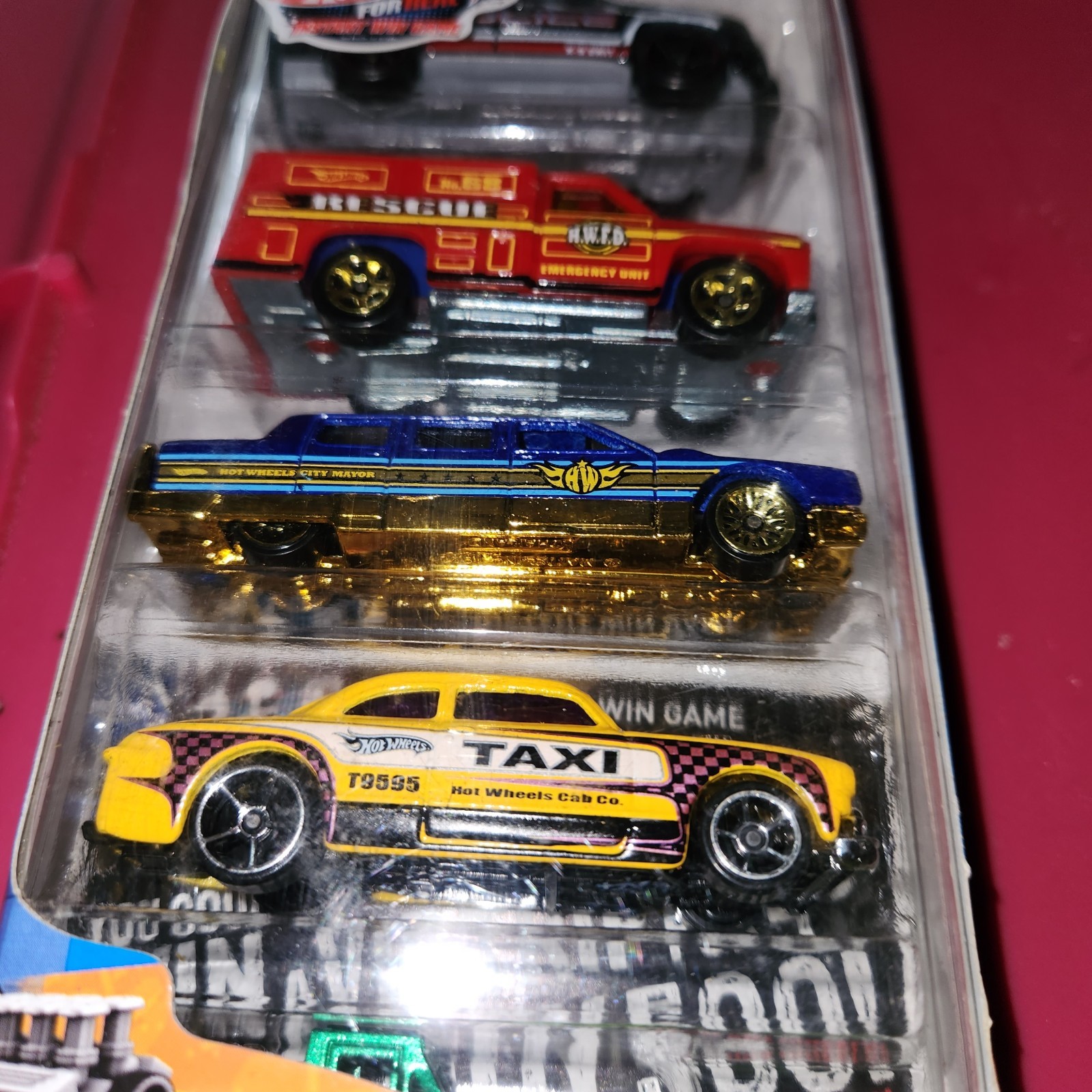 Hot Wheels HW City Works Cars Police Fire Rescue Taxi 5 Cars