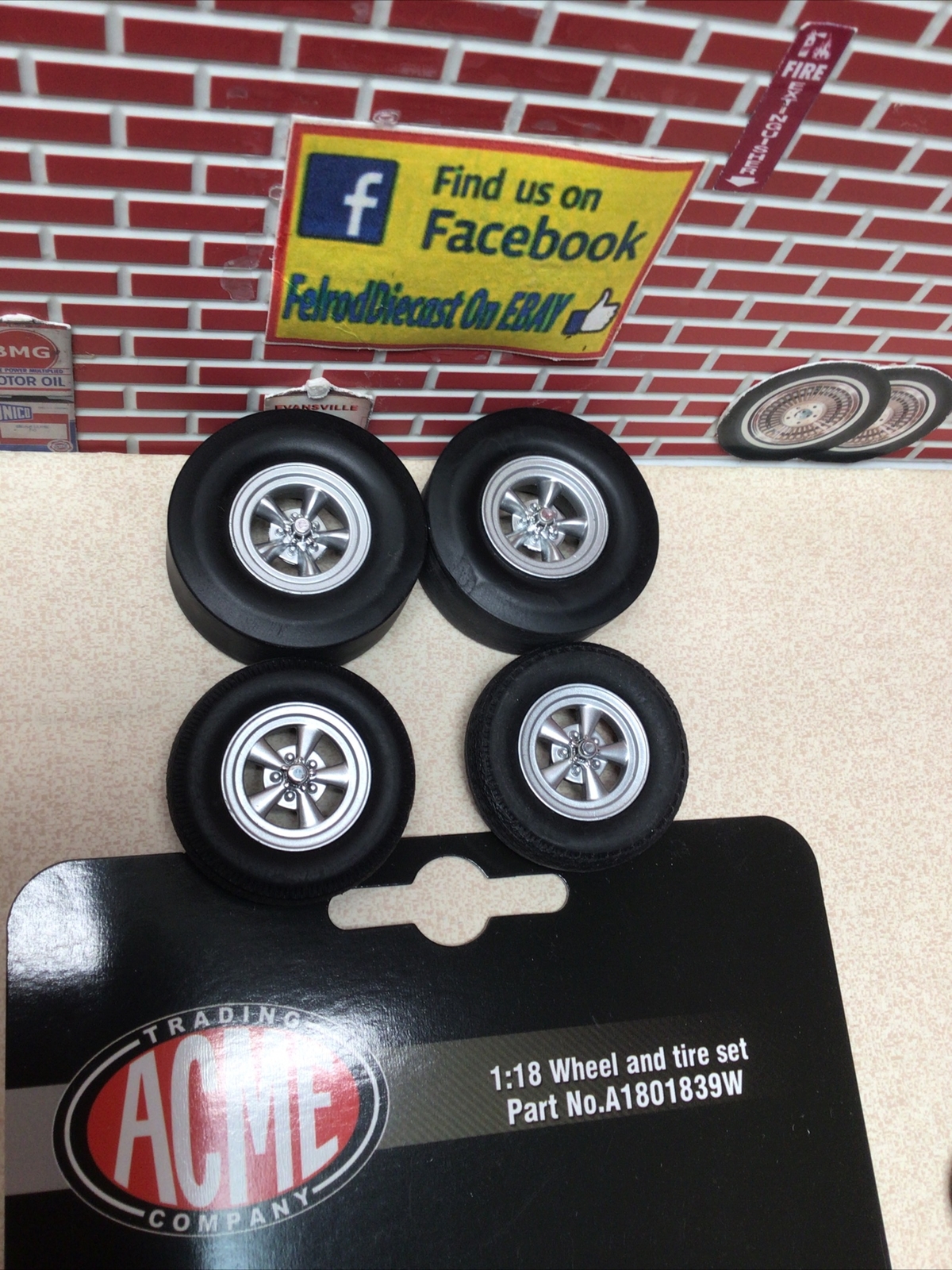 1/18 ACME Drag Wheel and Tire Set From A/FX 1965 Tasca Ford Mustang A1801839W