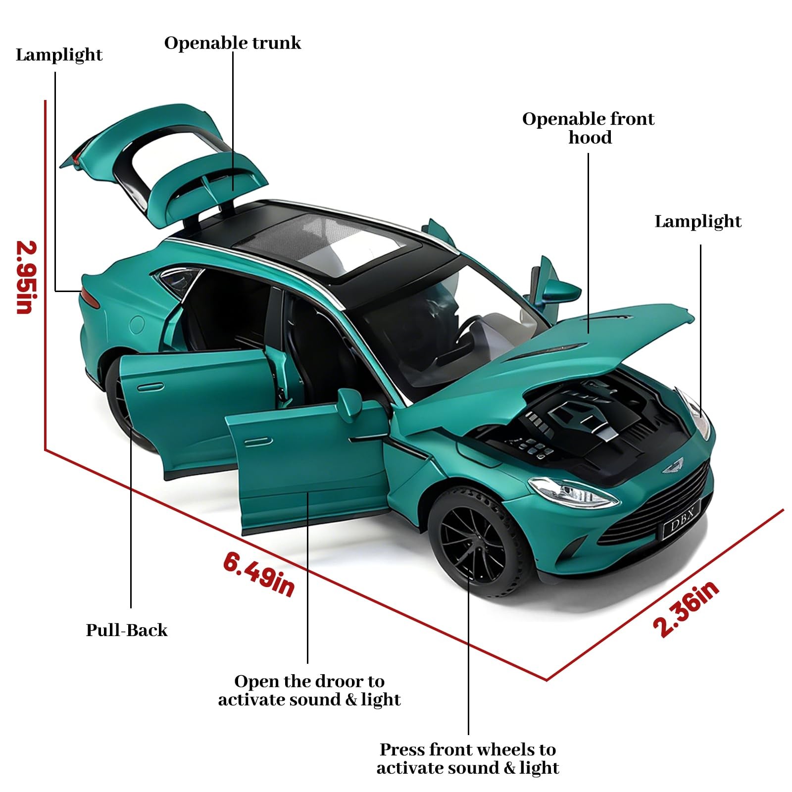 Toy Cars 1:32 Aston Martin DBX Diecast Cars,Car Models with Light Sound and P…