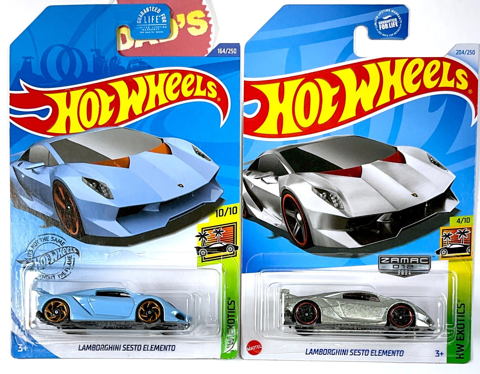 Hot Wheels Lamborghini Sesto Elemento Zamac, Baby Blue, Lot of 2X Exotics