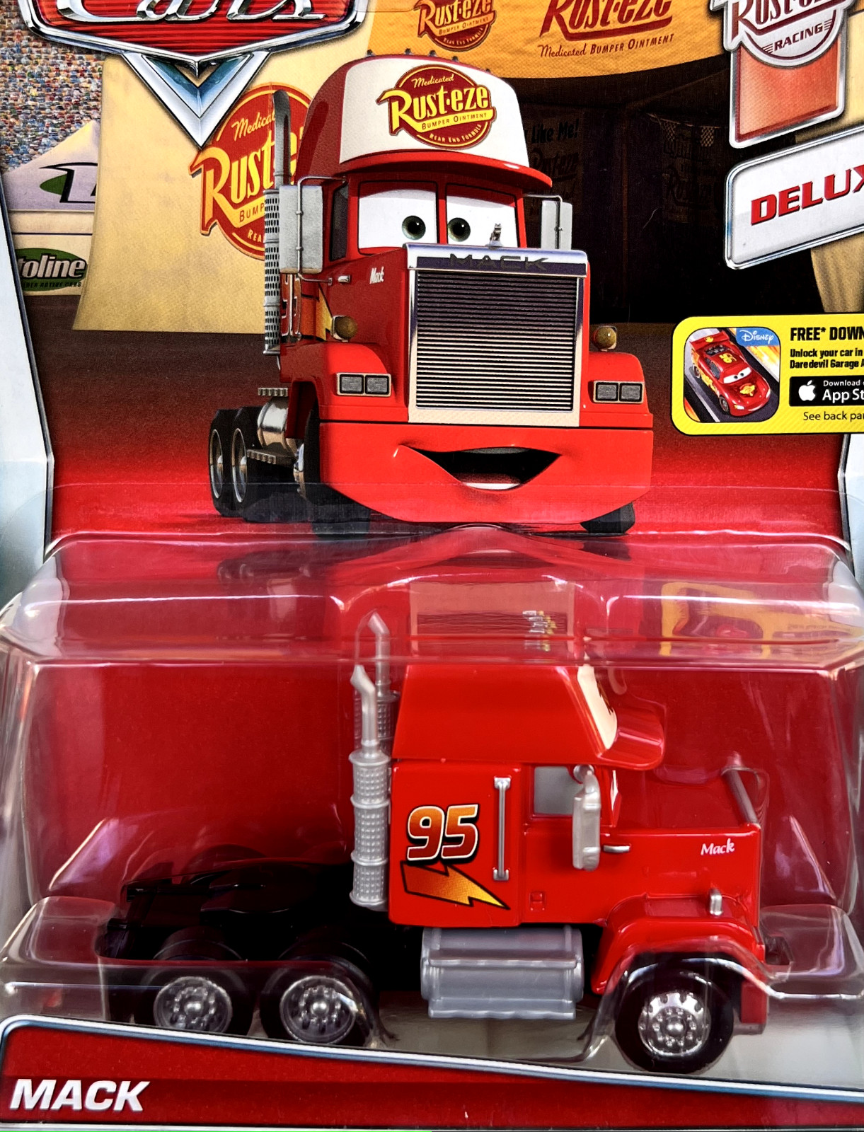 DISNEY PIXAR CARS “MACK,” NEW IN PACKAGE, DELUXE MODEL, 1:55 SCALE, SHIP WW