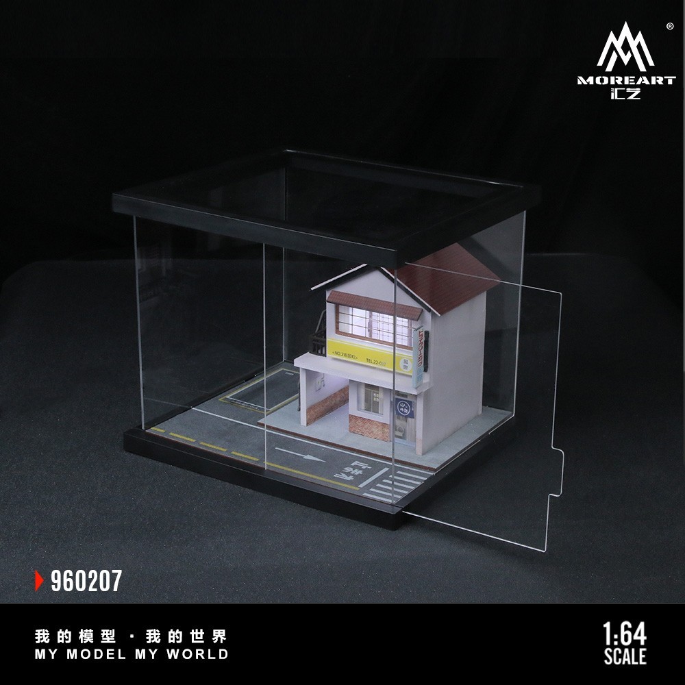 1/64 Diorama Diecast Garage Model LED Japanese Parking Lot Model Display Case US