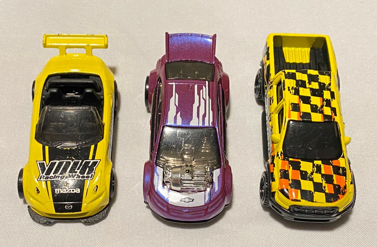 Hot Wheels Lot3 Ranger Raptor, Super Volt, Mazda MX5 Collectible Toy Car Diecast