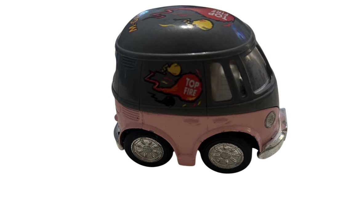 Vtg VW Volkswagon Beetle Flower Power Diecast 3.5” Pullback Car Kintoy