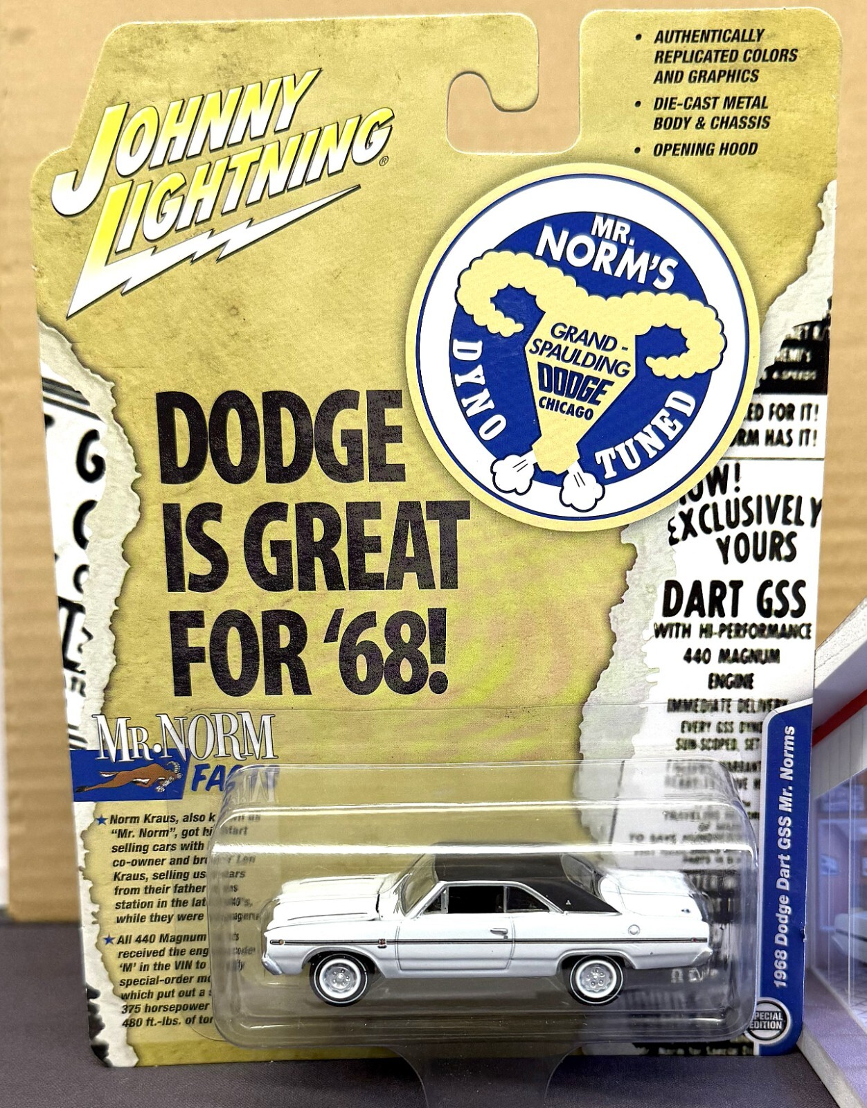 1/64 SCALE, MR. NORMS GRAND SPAULDING DODGE SHOWROOM DIORAMA !