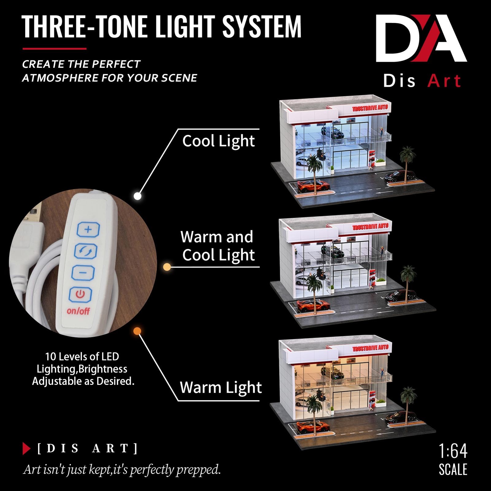 1/64 Diorama 2-Layer Showroom Scene Parking Lot Model LED Light Car Garage Model