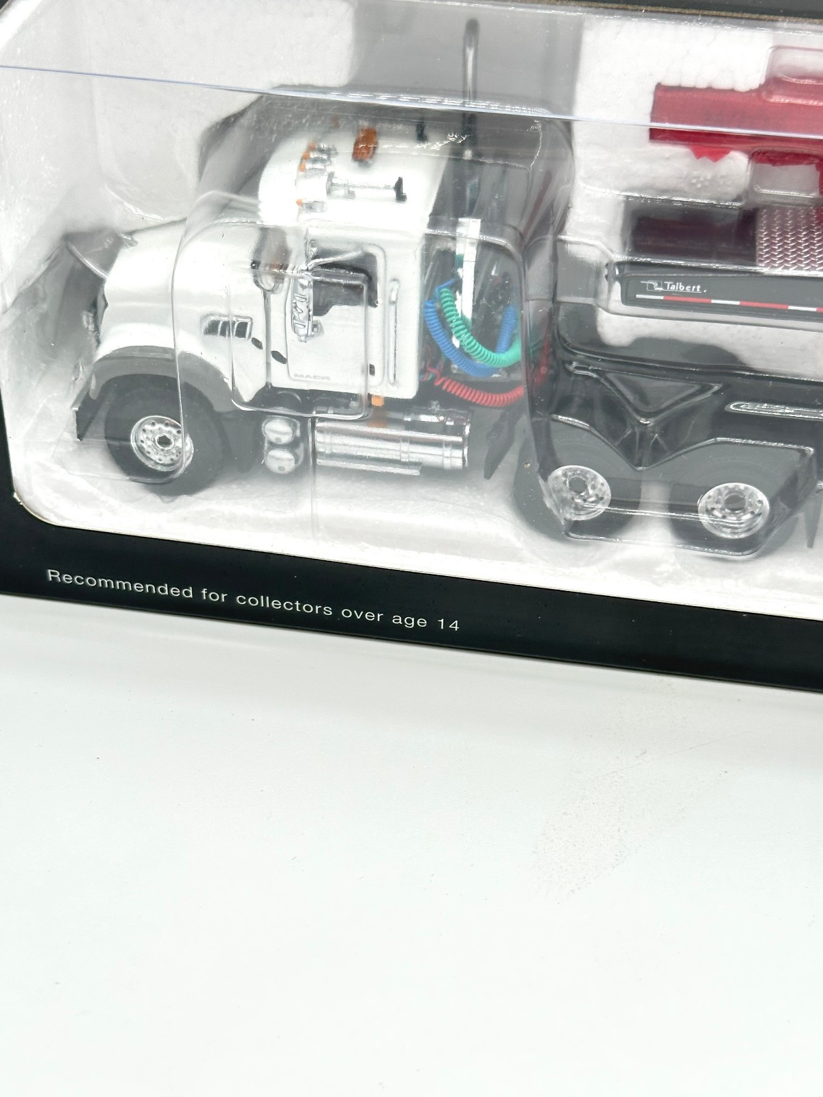 White & Black Mack Granite MP Truck w/Tri Axle Lowboy By First Gear 1/50th Scale