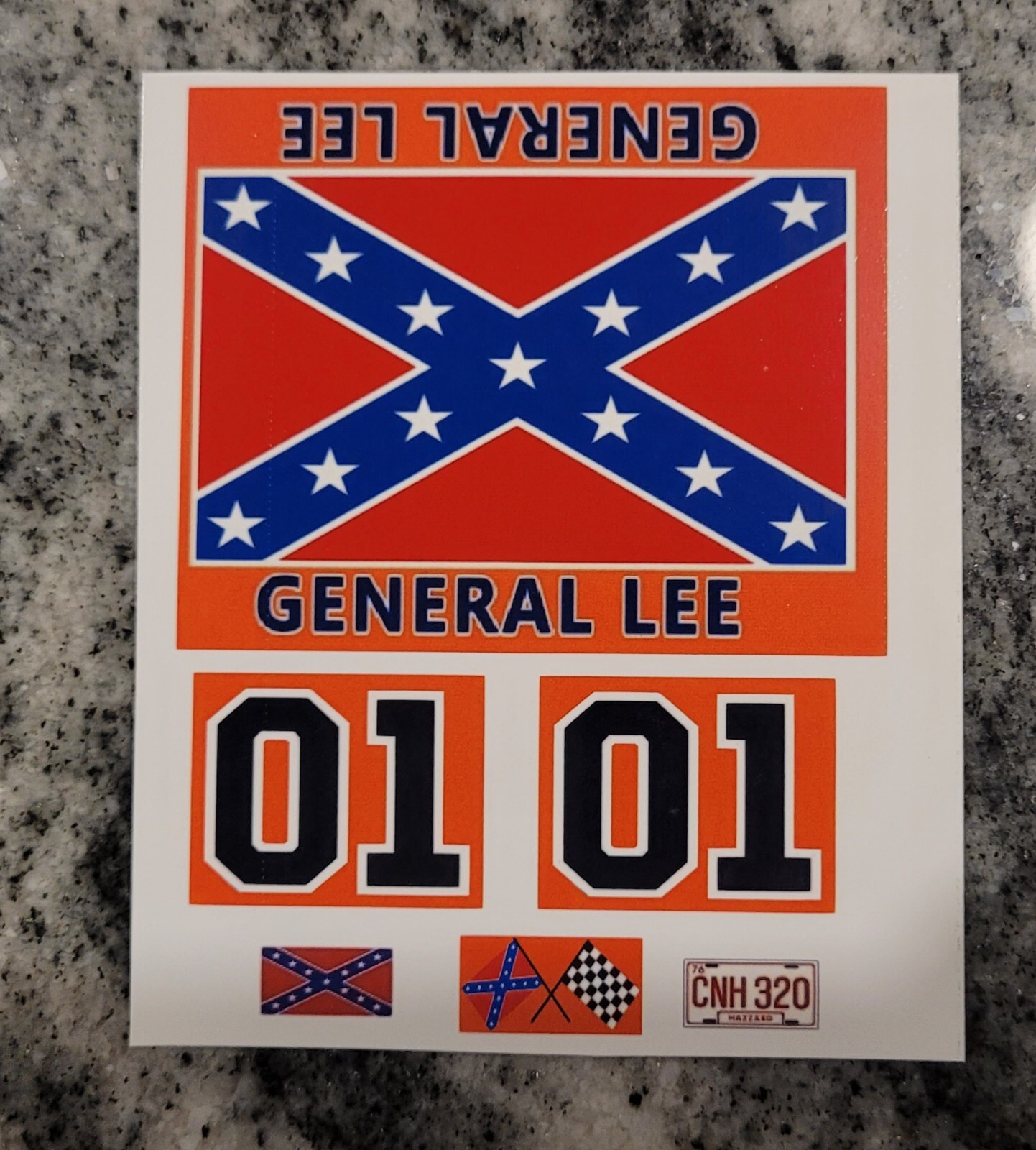 1:16 General Lee 1:16 scale water slide decals Dukes Of Hazzard white backing