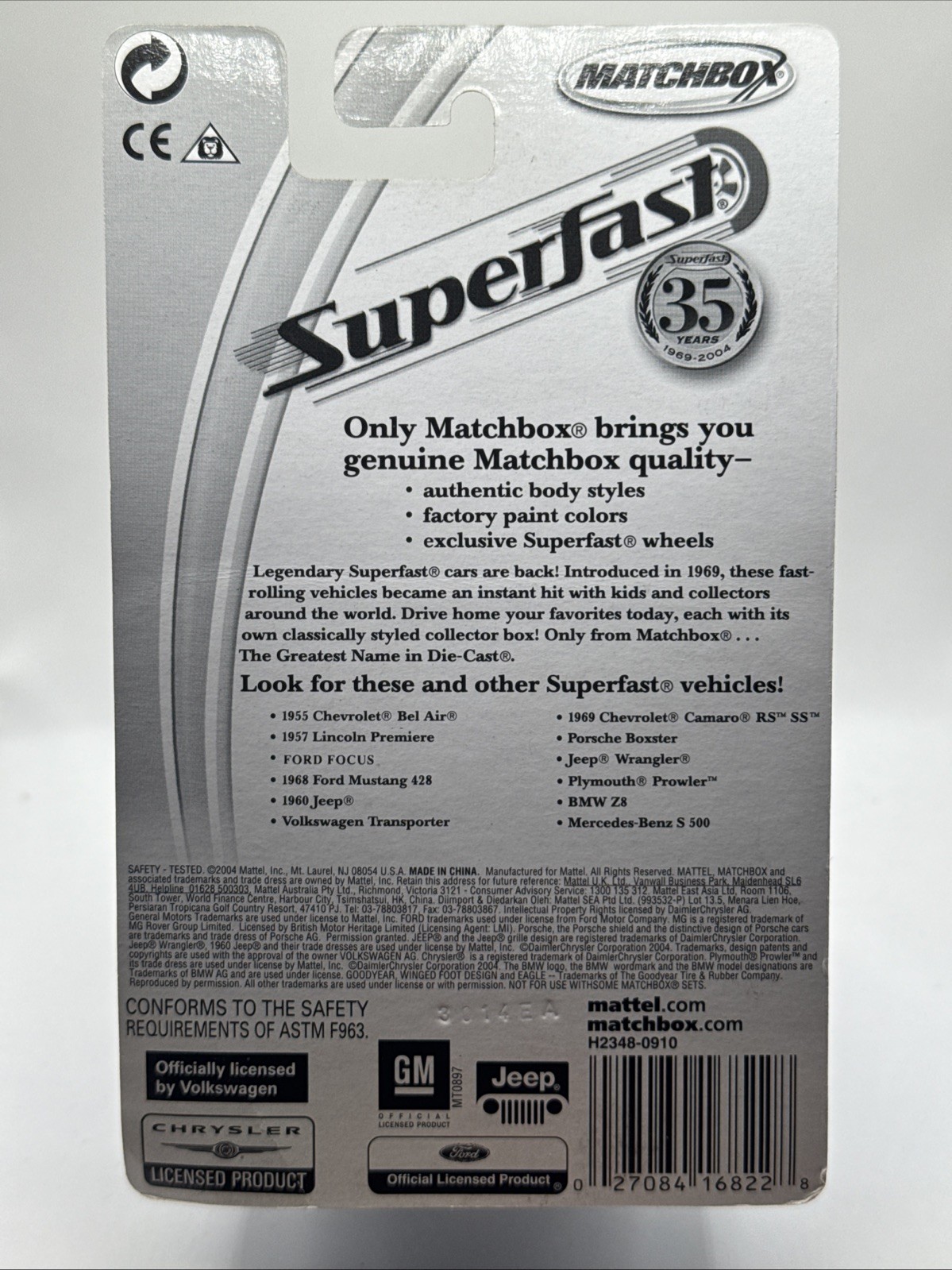 2004 Matchbox SuperFast 35 Year 1955 CHEVROLET BEL AIR #49 Red Ltd Ed 1/15,000
