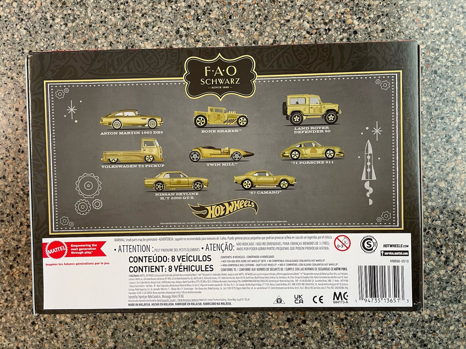 2022 Hot Wheels F.A.O Schwarz 160 Years Gold Box Set 8 Vehicles Porsche 911