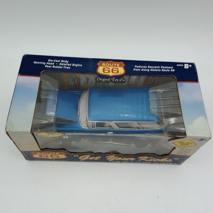 Route 66 Get Your Kicks 1957 Chevy Nomad Blue 1:24 Die-Cast NEW w BOX WEAR ©2001