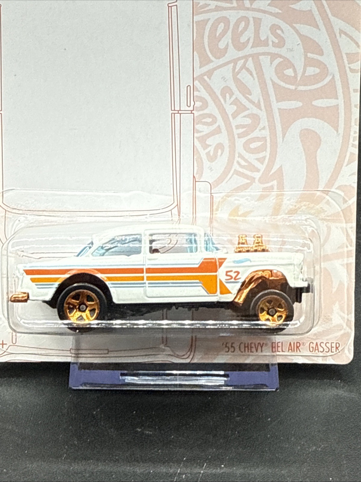 2019 Hot Wheels 55 CHEVY BEL AIR GASSER white orange very nice SUPER COOL 4/6