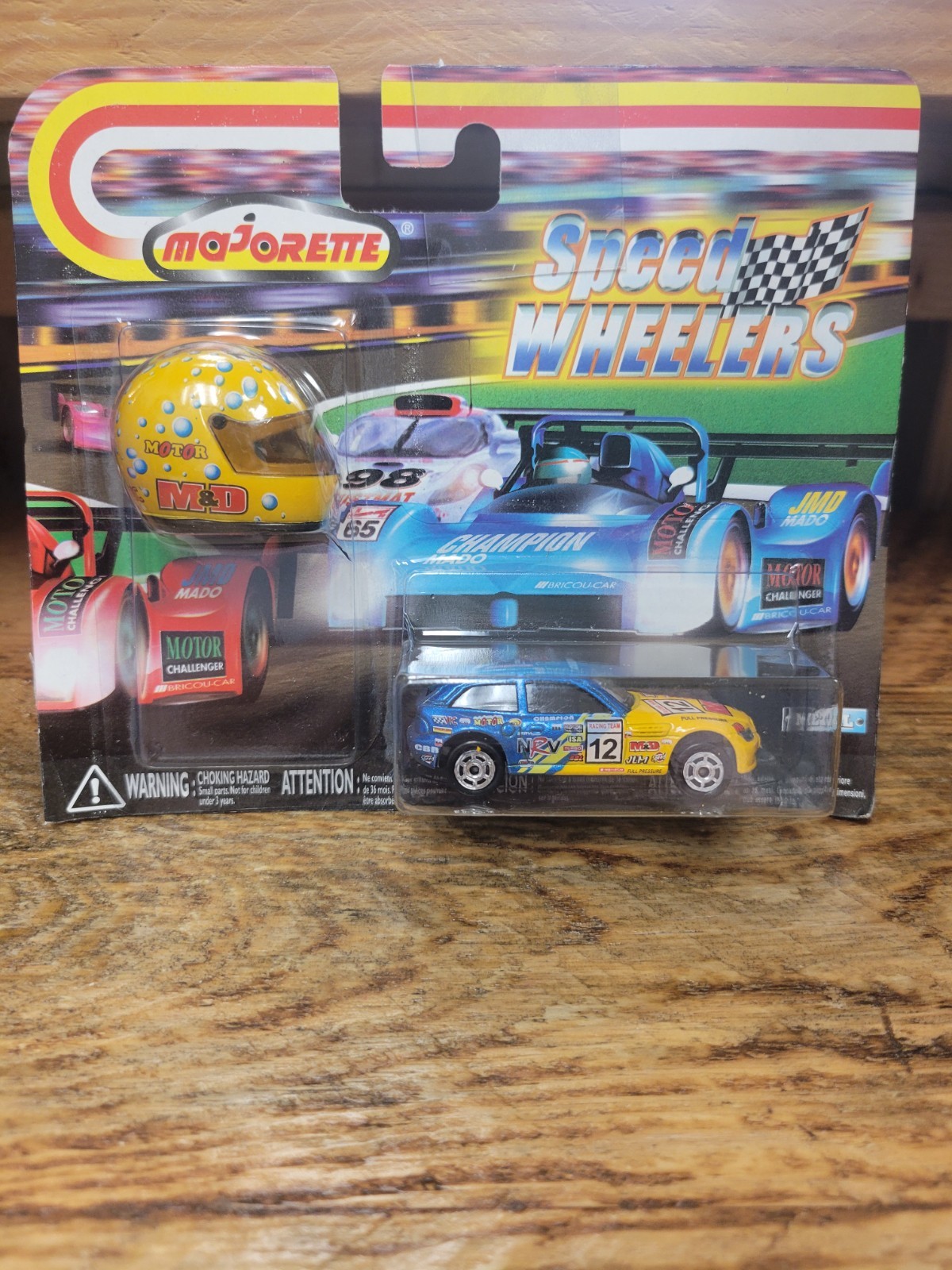 Majorette Speed Wheelers #12 Blue and Yellow With Pencil Sharpener Helmet