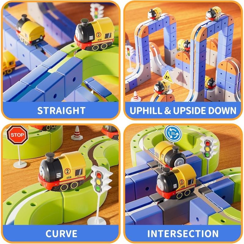 101Pcs DIY Buildable Train Track Set Rechargeable Electric Train Building Blocks