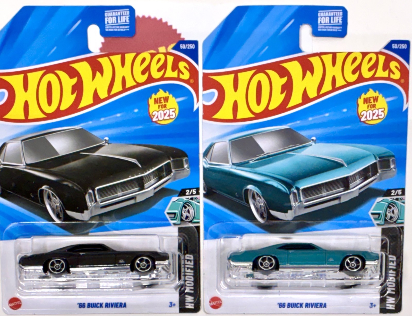 ’66 BUICK RIVIERA SERIES GLOSS BLACK, & TEAL 2025 Hot Wheels #50 2pcs