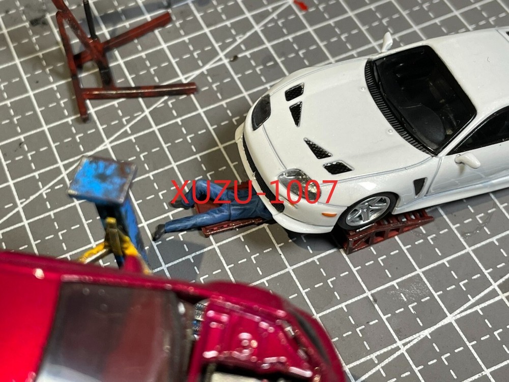Diorama 1/64 Car Mechani Model Garage Maintenance Tools Set Scene Props Display