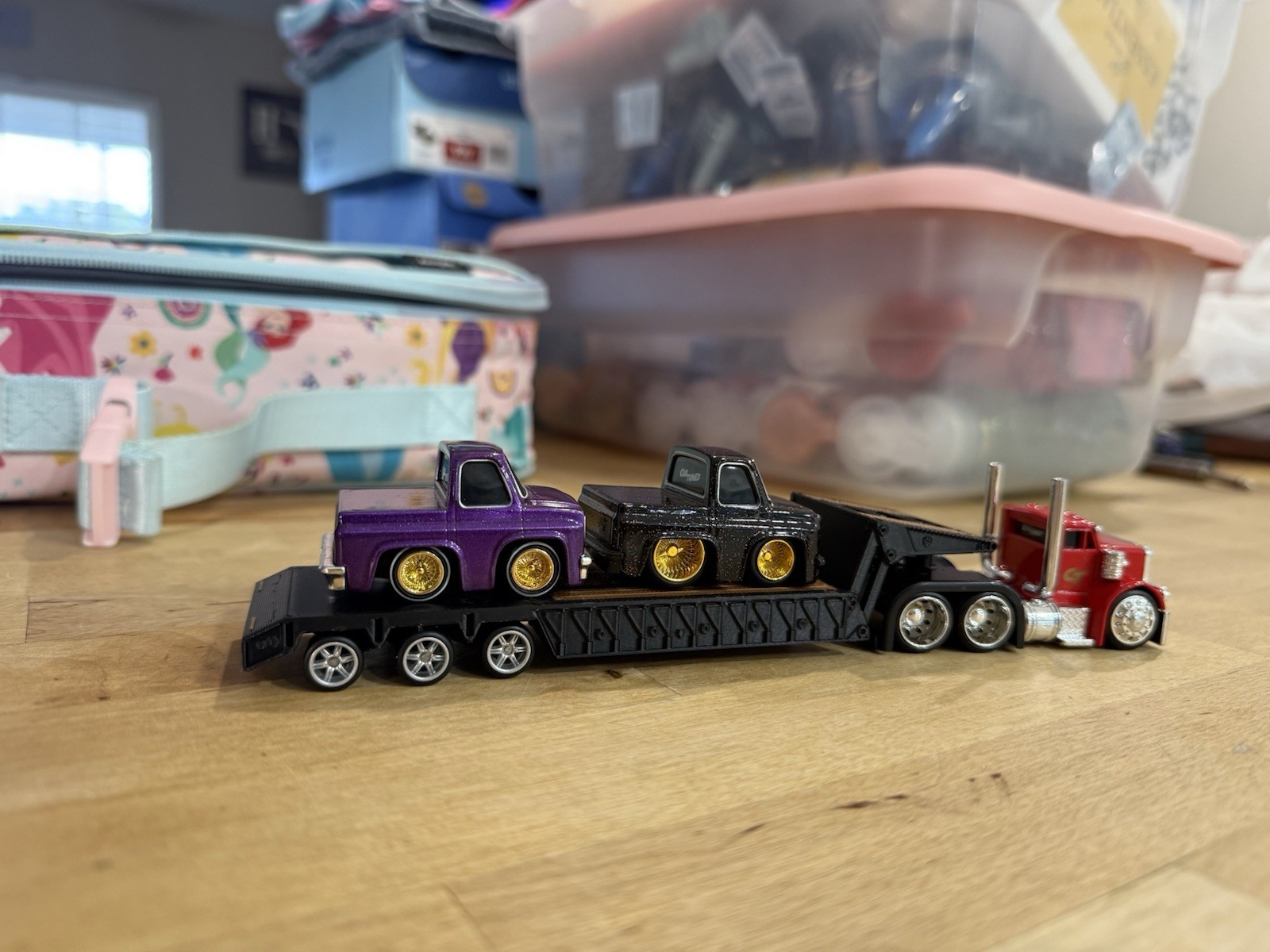 3D Printed Car Tuned Rig 2 Car Trailer 1:64