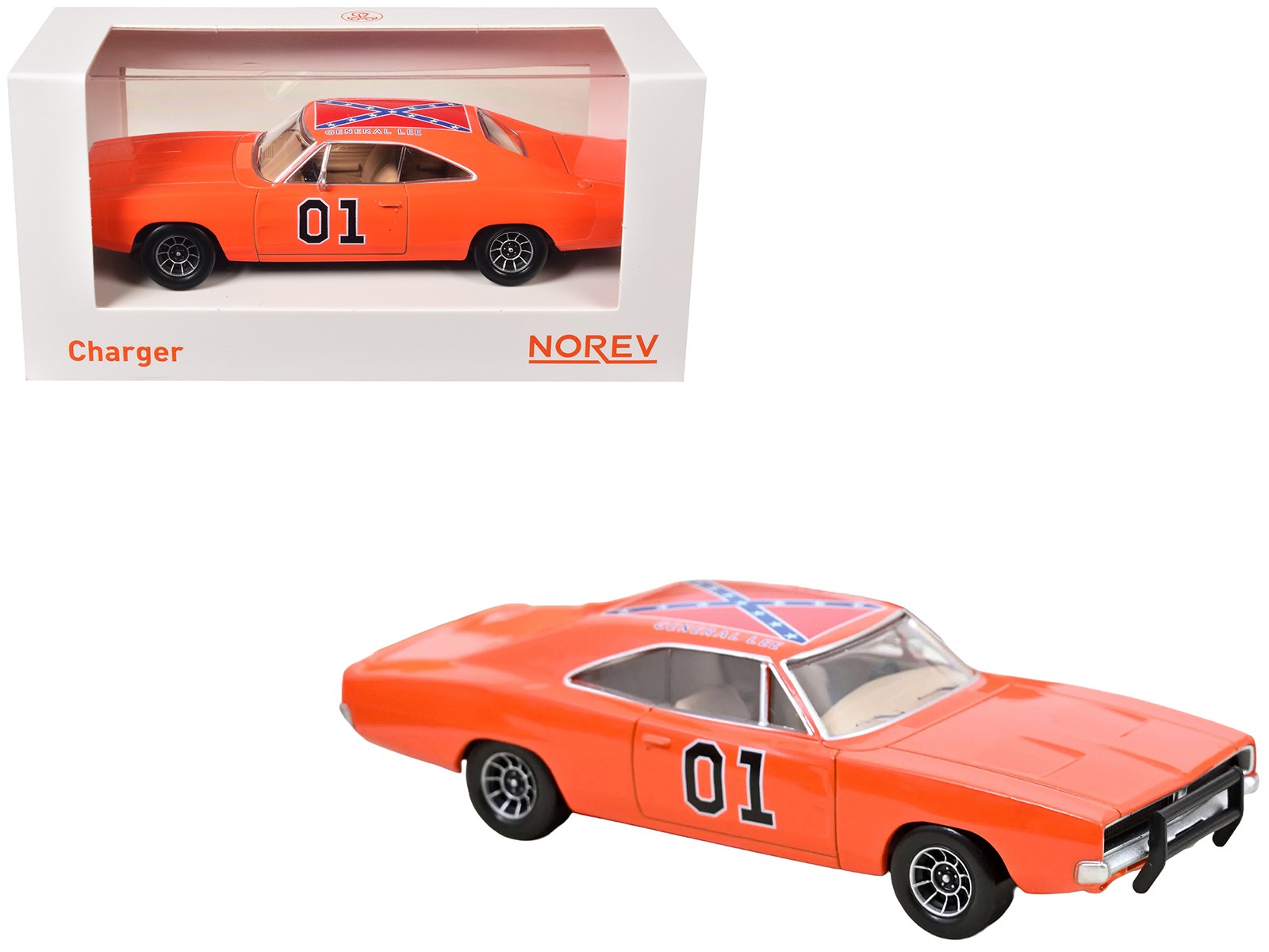 1969 Dodge Charger #01 “General Lee” Orange 1/43 Diecast Model Car by Norev