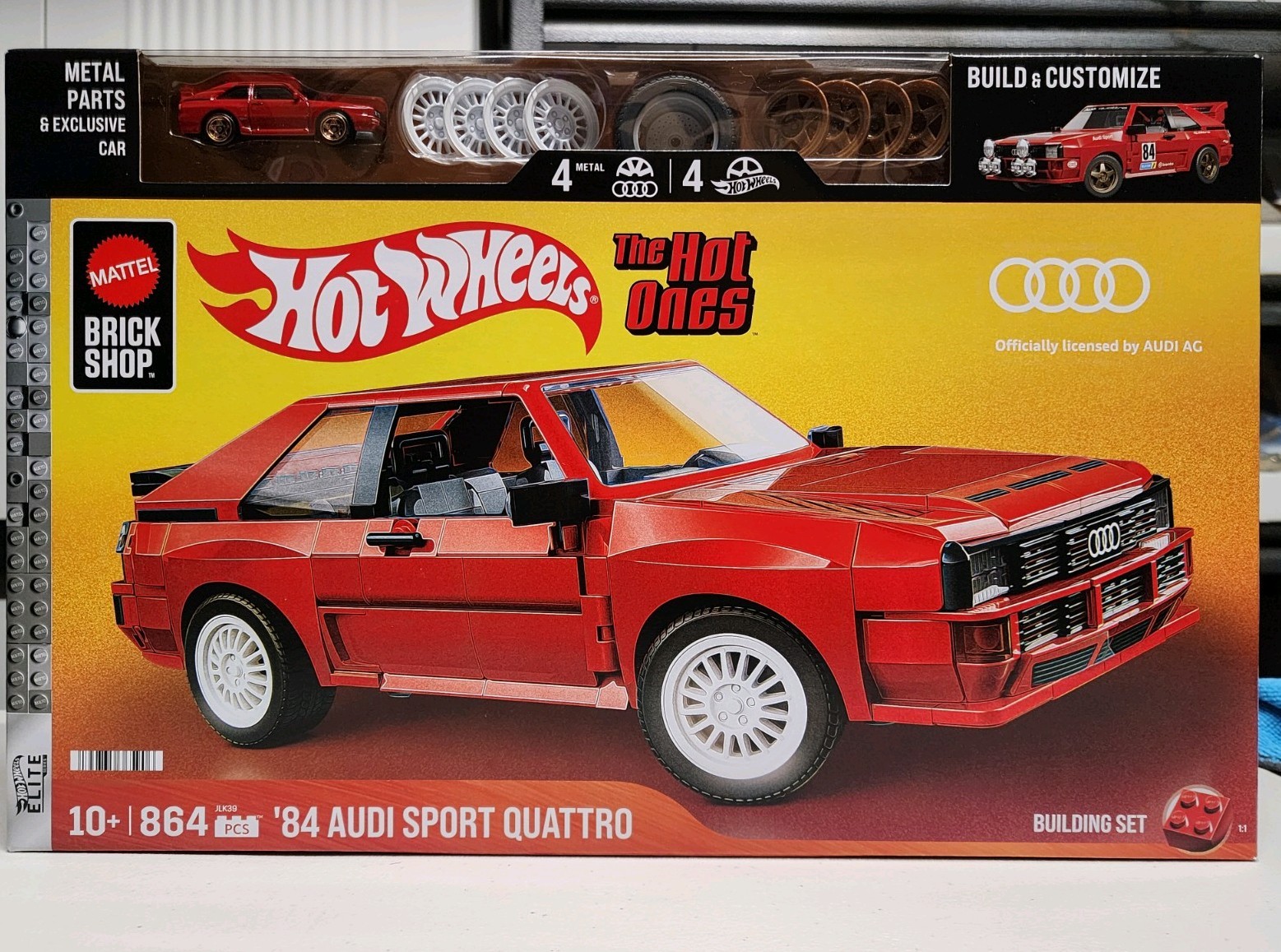 2026 Mattel Brick Shop Hot Wheels ’84 Audi Sport Quattro 864 Piece Building Set