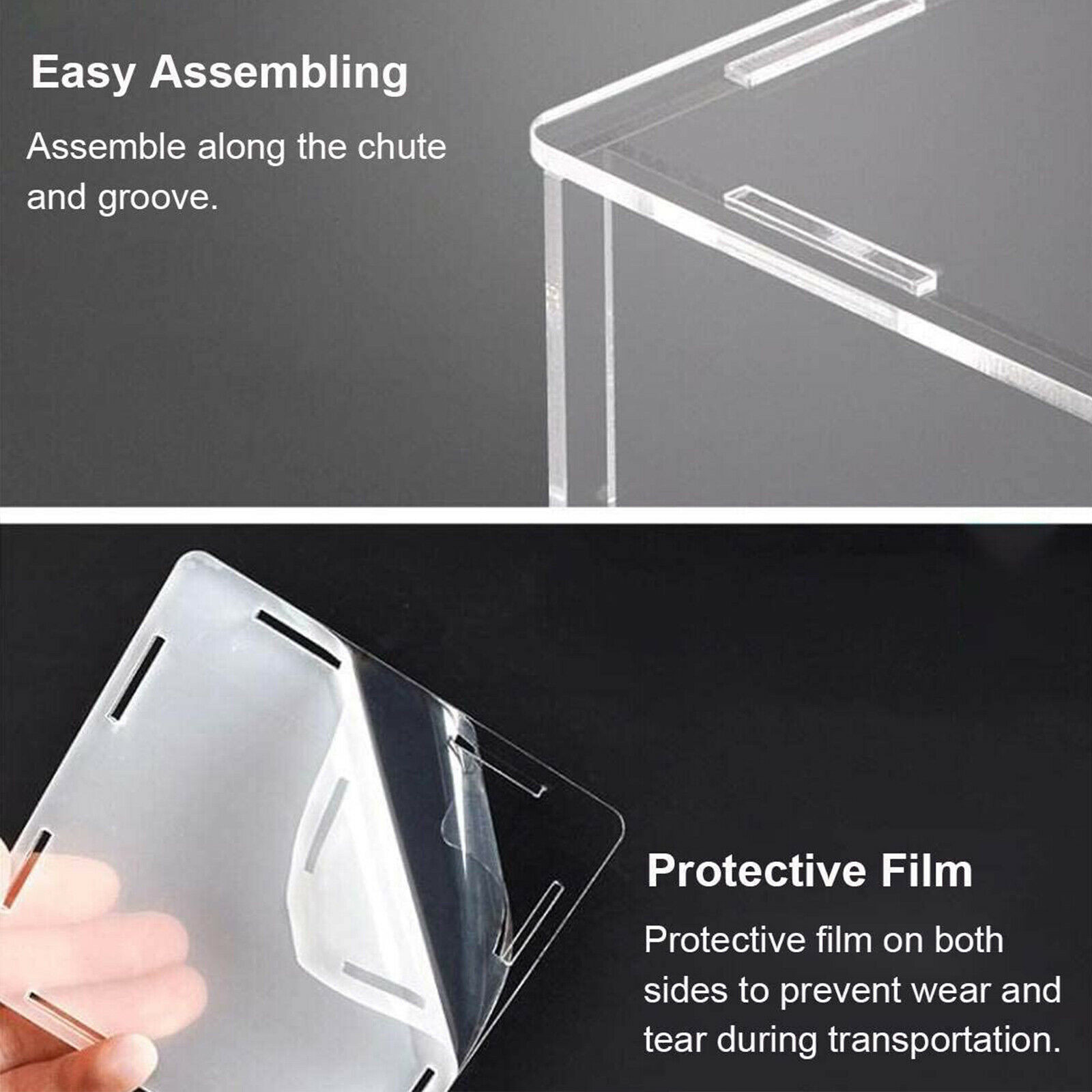 Acrylic Display Case Clear Plastic Box Dustproof Protection Showcase Stand