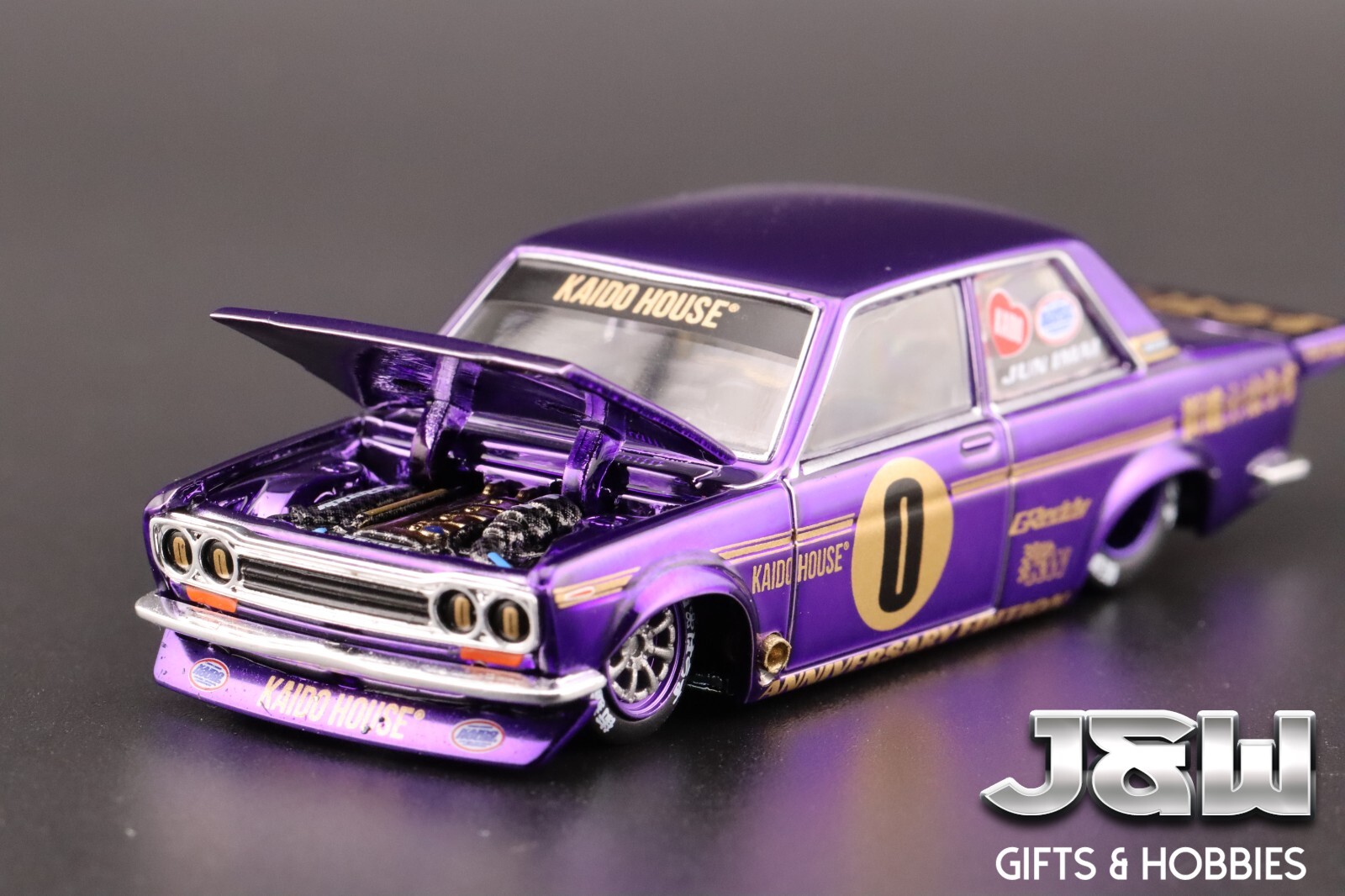 Kaido House x Mini GT Datsun 510 Pro Street Anniversary Purple Chrome #138 1/64