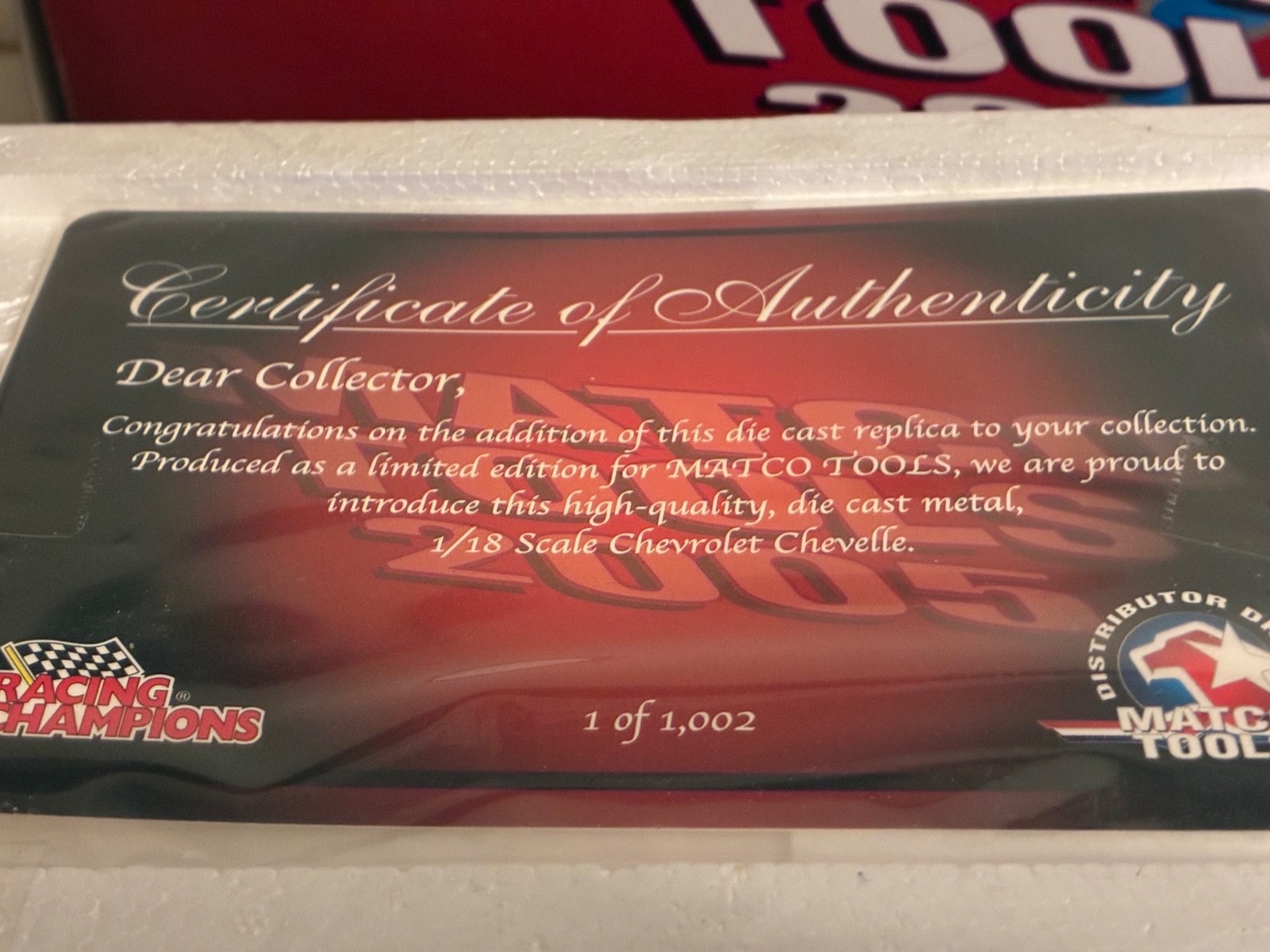 1965 Chevrolet Chevelle RED Limited Edition 1:18 MATCO TOOLS IN BOX