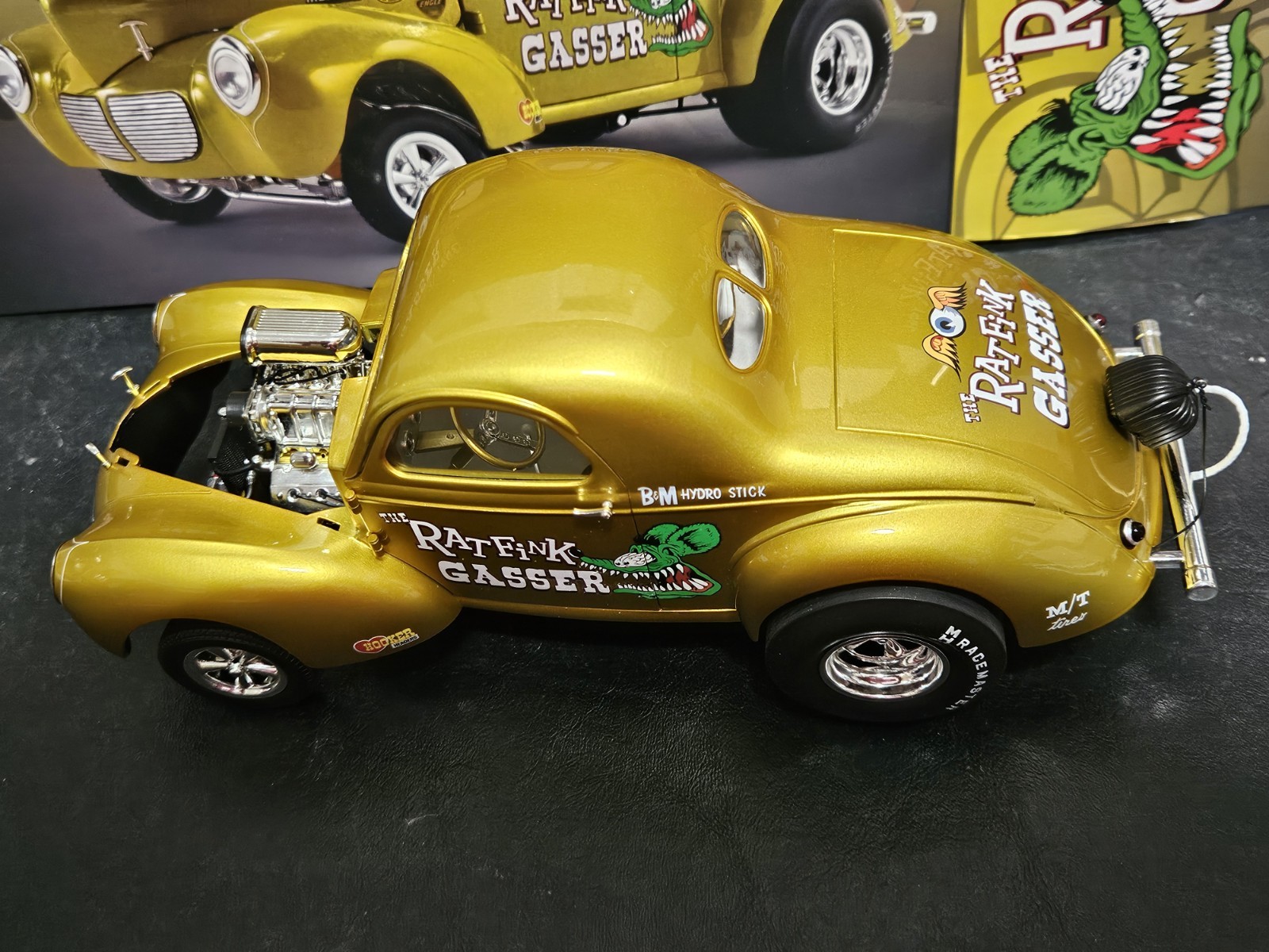 ACME 1:18 SCALE 1940 WILLYS RAT FINK NHRA GASSER. SEWER GREEN!  #A1800919 NEW!!