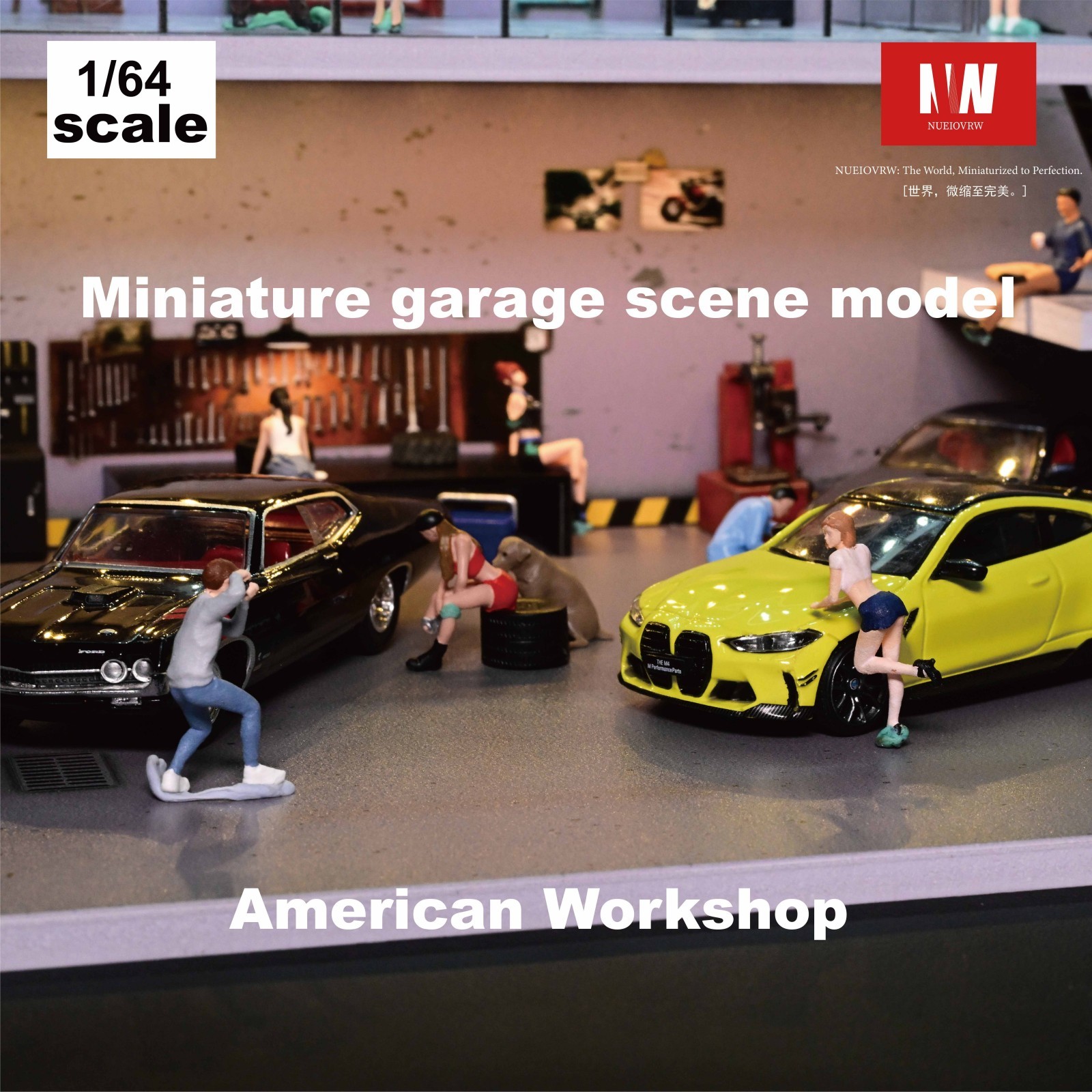Diorama 1/64 Diecast Car Garage Model LED Lighting Parking Lot Display Case US