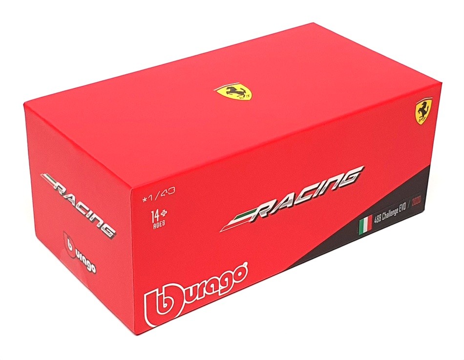 Burago 1/43 Scale 18-36309 – 2020 Ferrari 488 Challenge EVO #28 – Red
