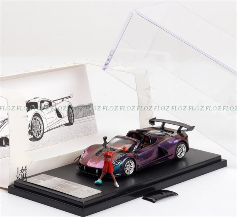 1:64 Rhino Model Hennessey Venom F5 LTD 499PCS color-changing purple w/ Figure