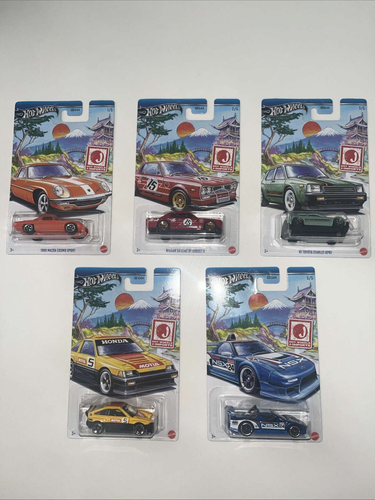 2024 Hot Wheels J-Imports GDG44 Set Of 5 Honda Acura Nissan Toyota Mazda JDM