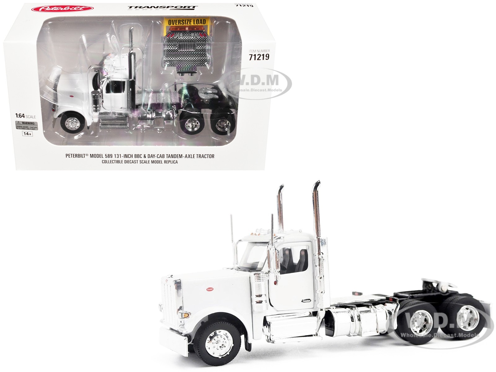 PETERBILT 589 TRUCK TRACTOR W/SLEEPER WHITE 1/64 MODEL BY DIECAST MASTERS 71219