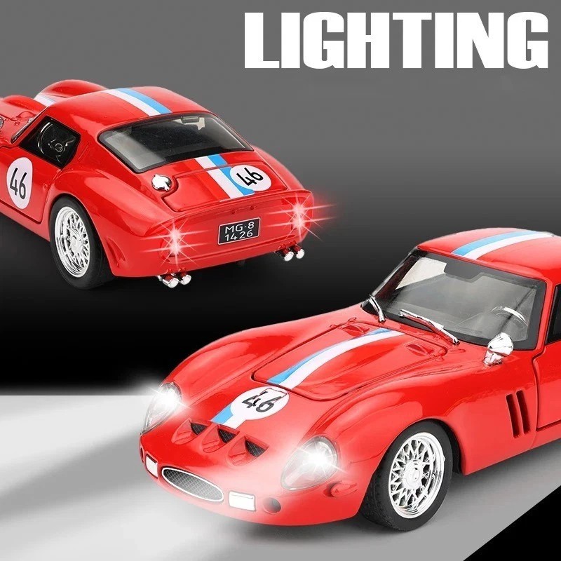 1:32 1964 Ferrari 250 GTO Diecast Alloy Car Model – Light Sound Pull-Back Toy