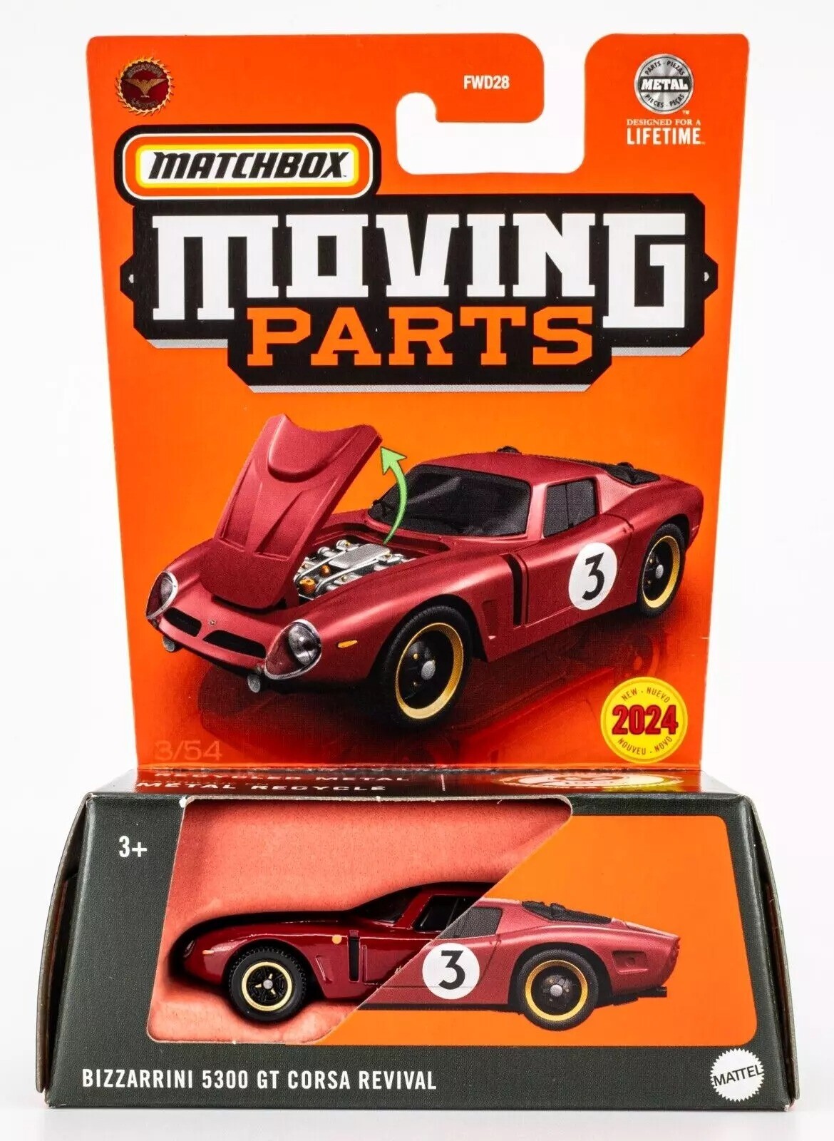 2024 Matchbox Moving Parts #3 Bizzarrini 5300 GT Corsa | ROSSO CORSA RED | FSC