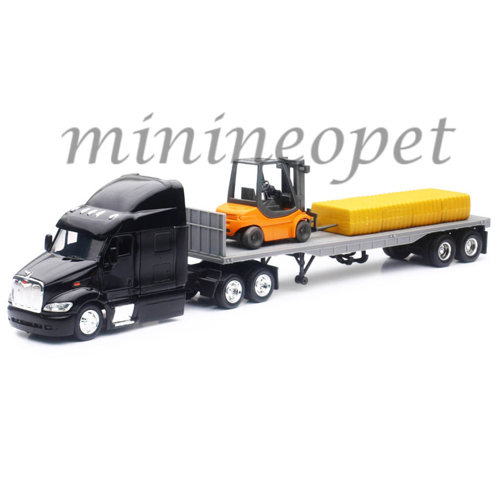 NEW RAY SS-15123J PETERBILT MODEL 387 LOW BOY with FORKLIFT 1/43 BLACK