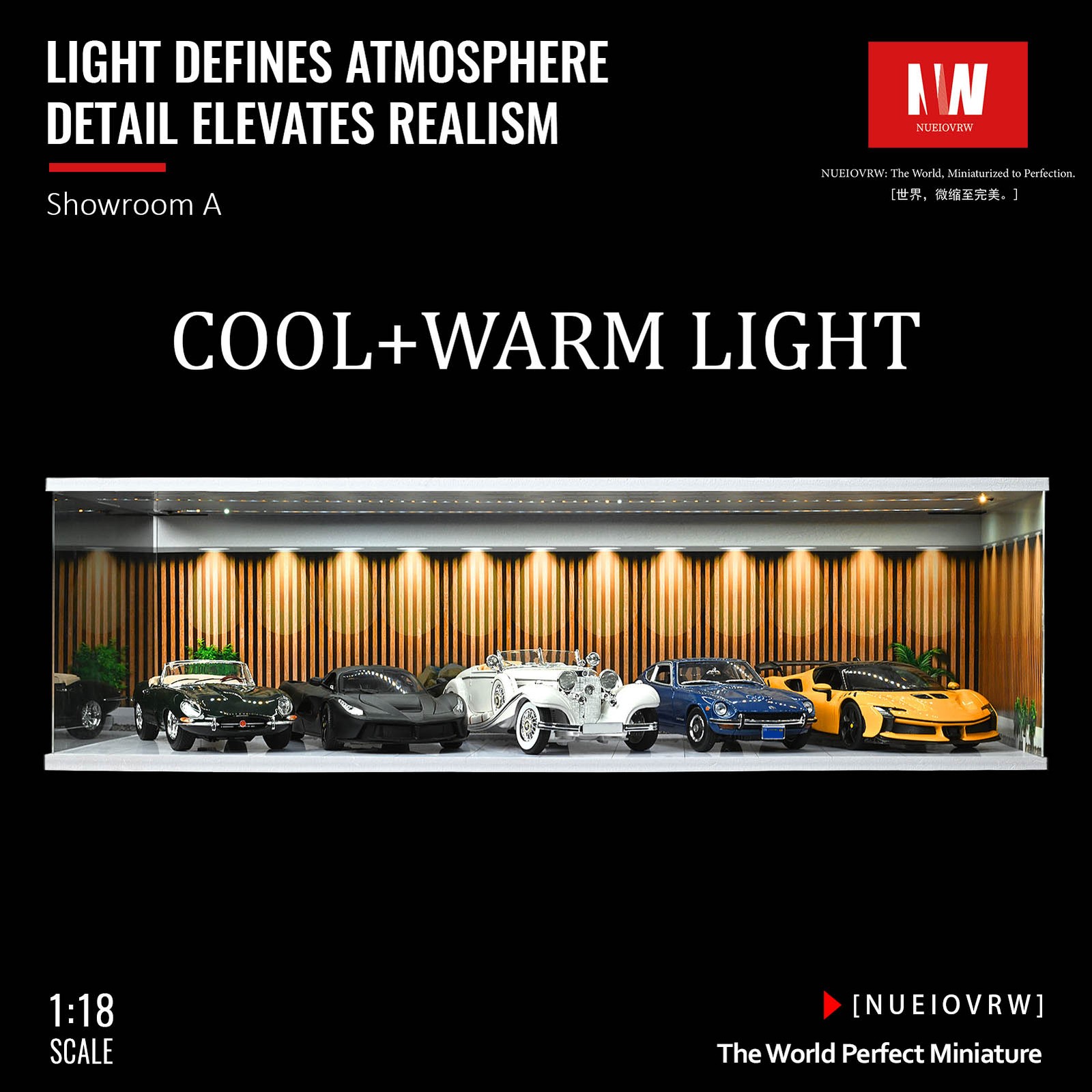 Diorama 1/18 Car Garage Model LED Light Street Building Showroom Display Gift US