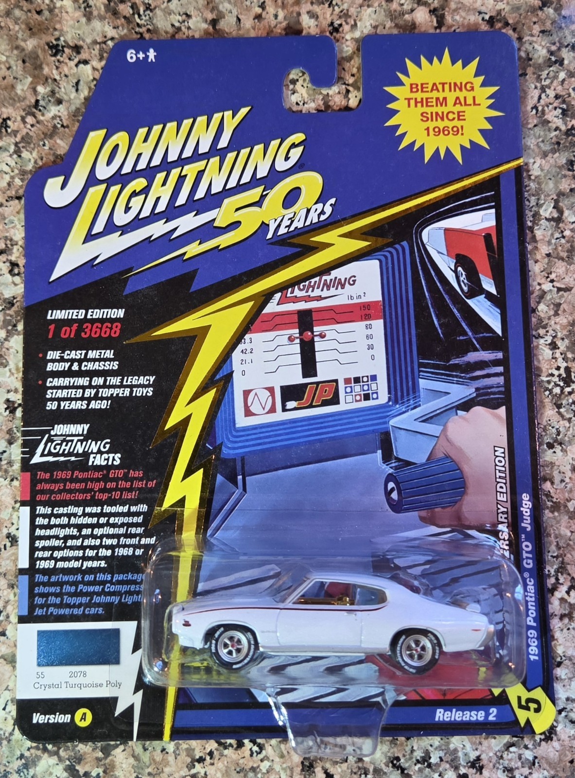 JOHNNY LIGHTNING 50 YEARS R2 VERSION A 1969 PONTIAC GTO JUDGE WHITE LIGHTNING⚡