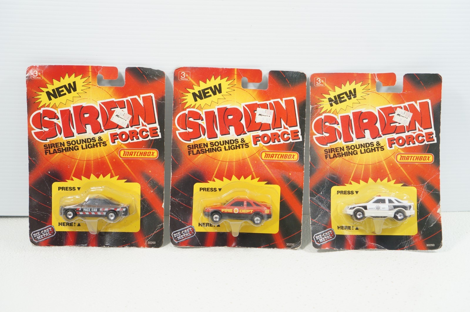Matchbox Siren Force Pace Car Fire Dept Sheriff Dept 30200 1990
