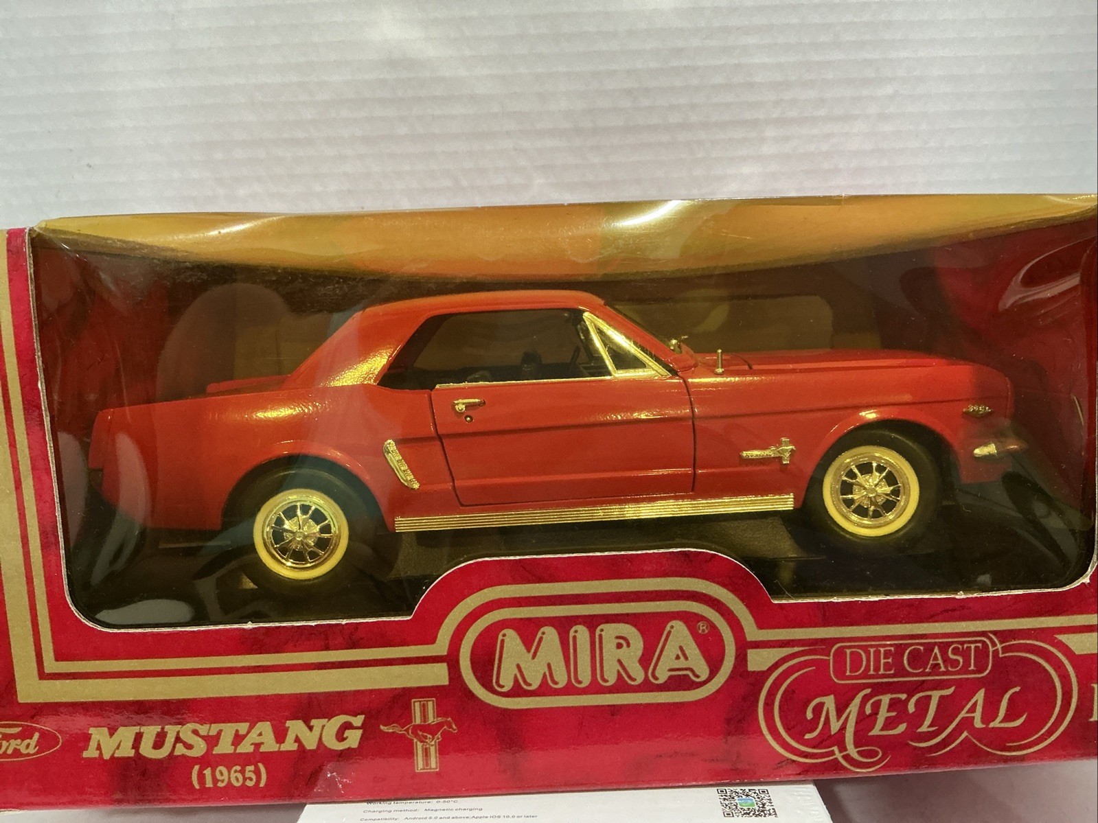 MIRA GOLDEN LINE 1965 Ford Mustang ~ Red Hard Top 1:18 Die Cast Car