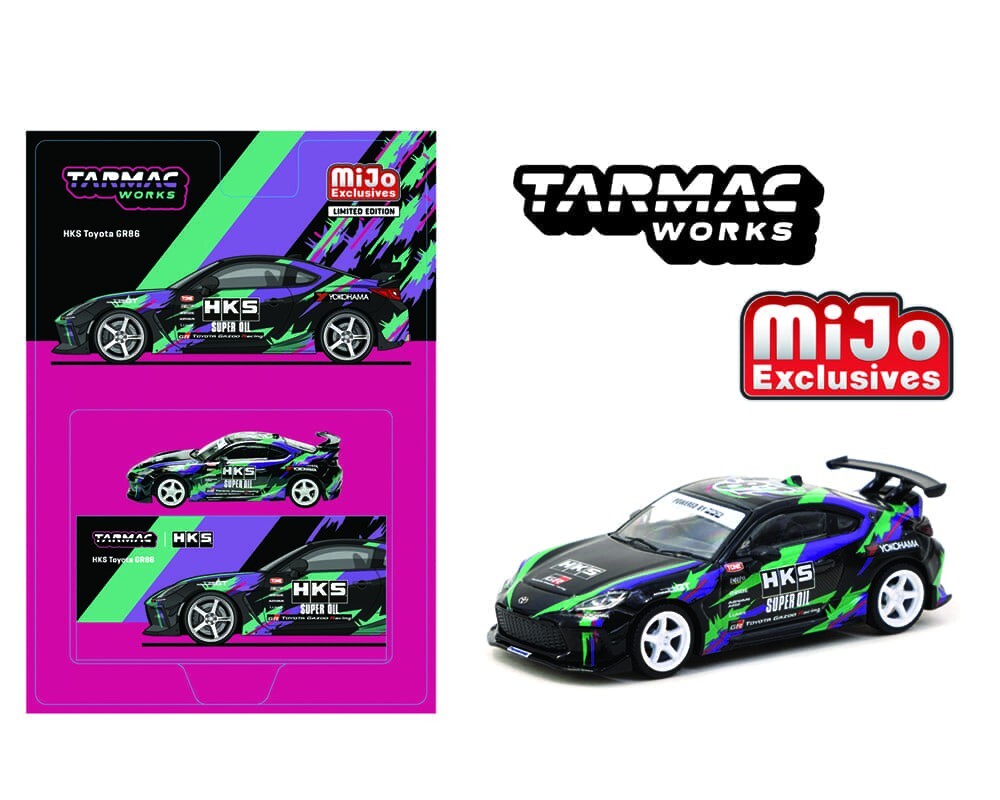 Tarmac Works Toyota GR86 Black HKS Global64 1/64