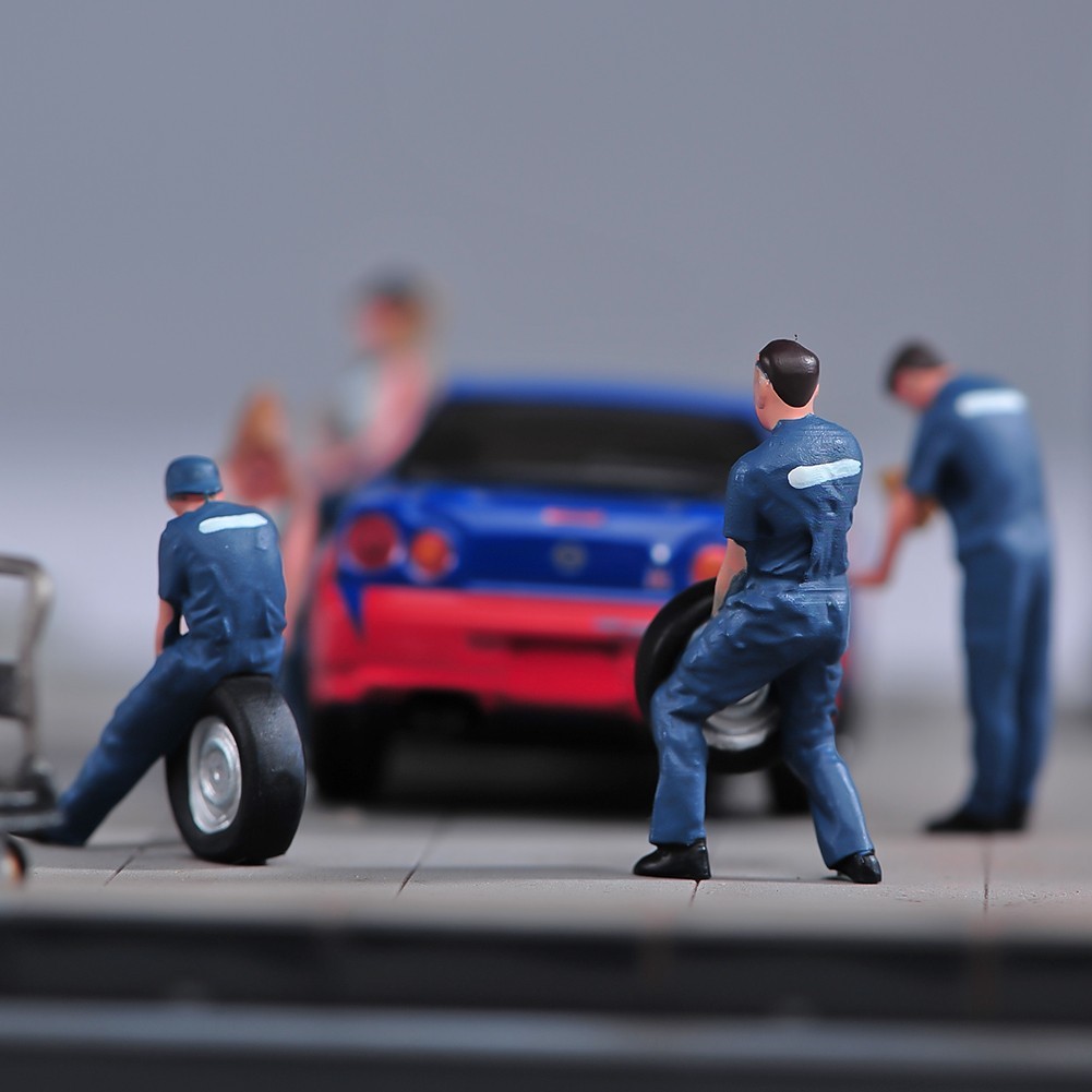 USA Miniature Figure Scene Props 1/64 6pcs Car Repairman Engineer Diorama Model