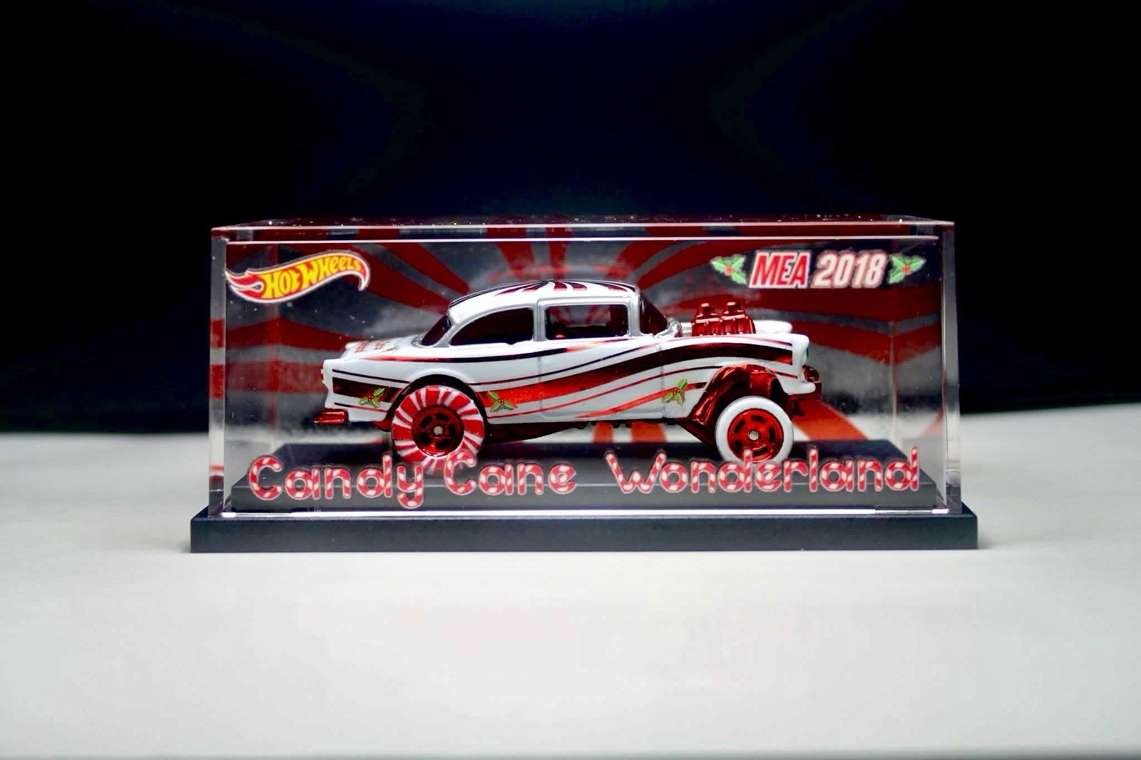 Hot Wheels 55 Chevy Bel Air Gasser White With Red Chrome Details CUSTOM Replica